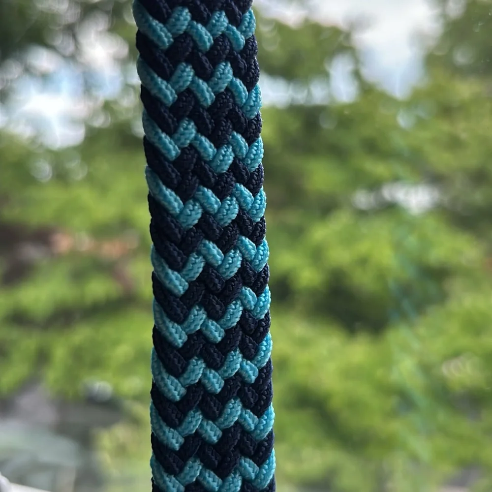 Peppercorn Kids blue braided elastic adjustable belt w/ pewter tone buckle